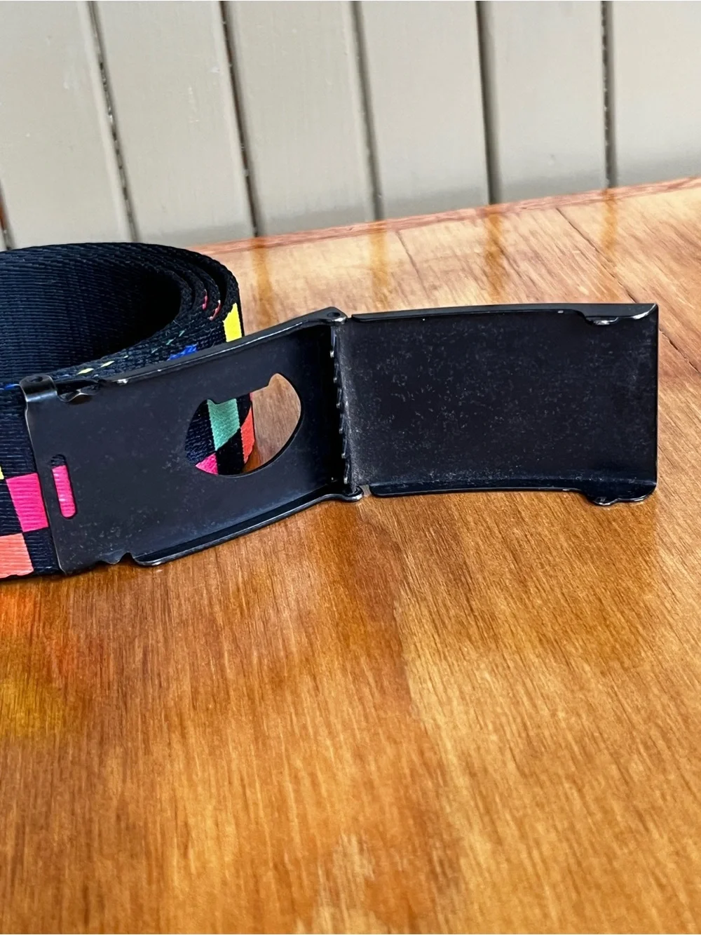 Buckle-Down Multicolor Checkered Rachet Belt Pride Approved